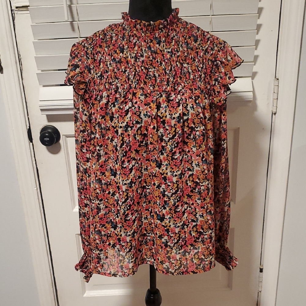 Ophelia Roe Floral Ruffle Sleeve Top